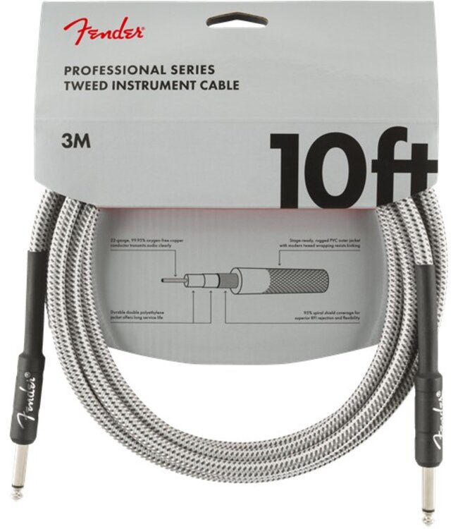 Fender Professional Series Instrument Cable, White Tweed - 10 Foot