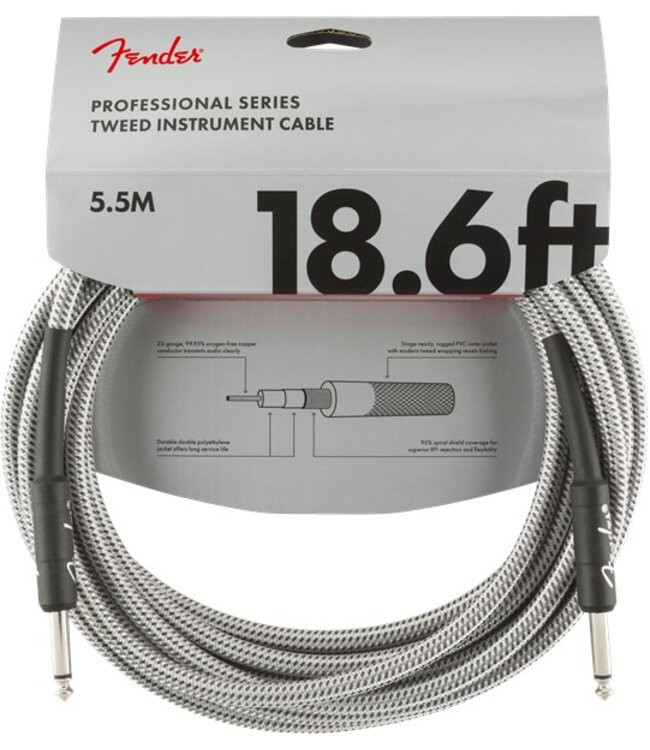 Fender Fender Professional Series Instrument Cable, White Tweed - 18.6 Foot