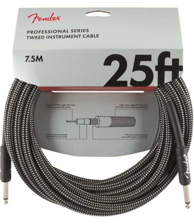 Fender Professional Series Instrument Cable, Gray Tweed - 25 Foot