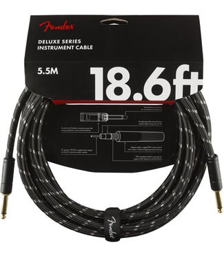 Fender Fender Deluxe Series Instrument Cable, Straight/Straight, Black Tweed - 18.6 Foot