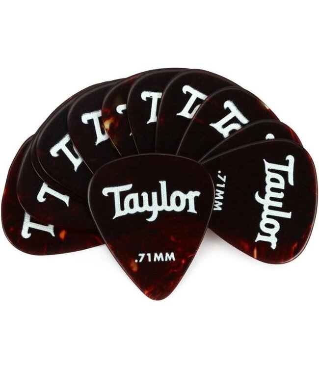 Taylor Celluloid 351 Picks, Tortoise Shell, 0.71mm, 12-Pack