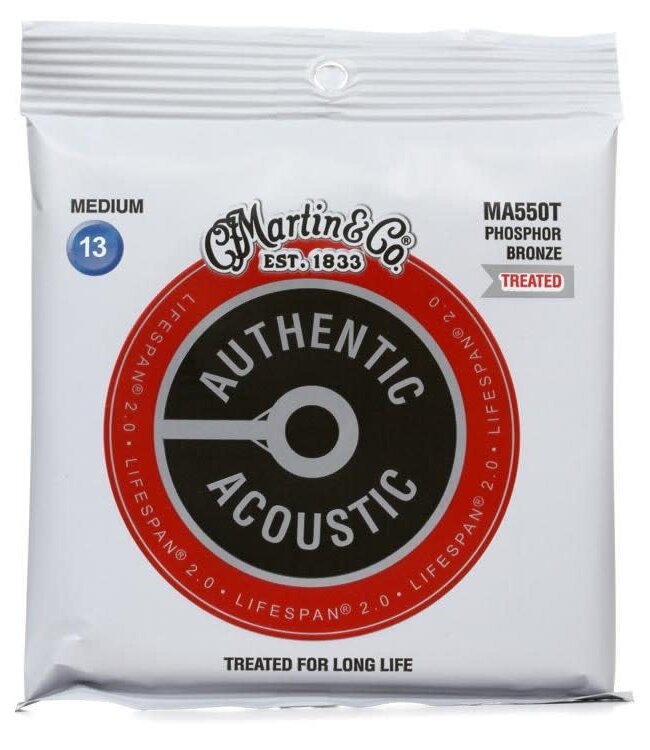 Martin MA550T Authentic Treated 92/8 Phosphor Bronze Medium Set, 13-56