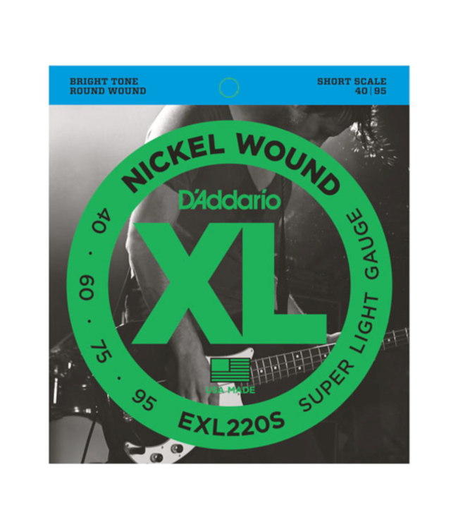 D'Addario EXL220S Nickel Wound Bass Strings, Super Light, Short Scale