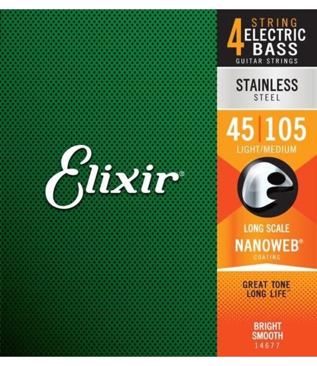 Elixir Nanoweb 4-String Bass Stainless Steel Set, 45-105