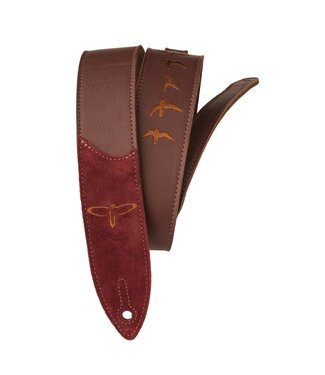 PRS PRS Premium Leather Strap, Birds Embroidery, Burgundy