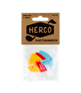 Dunlop Dunlop Herco Flat/Thumbpick 3 Pack Medium