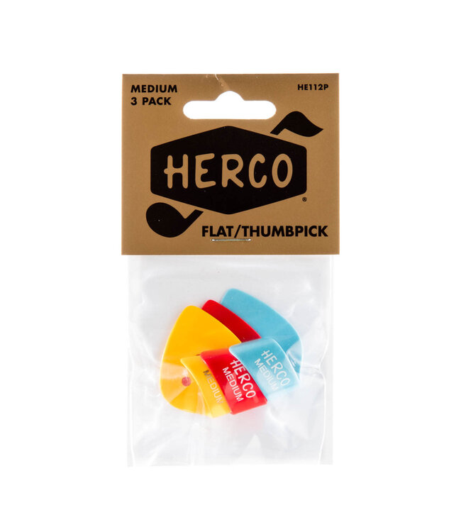 Dunlop Dunlop Herco Flat/Thumbpick 3 Pack Medium