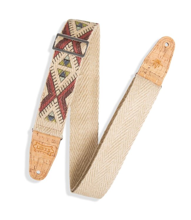 Levy’s 2" Hemp Webbing Guitar Strap, Natural, Multi Colored