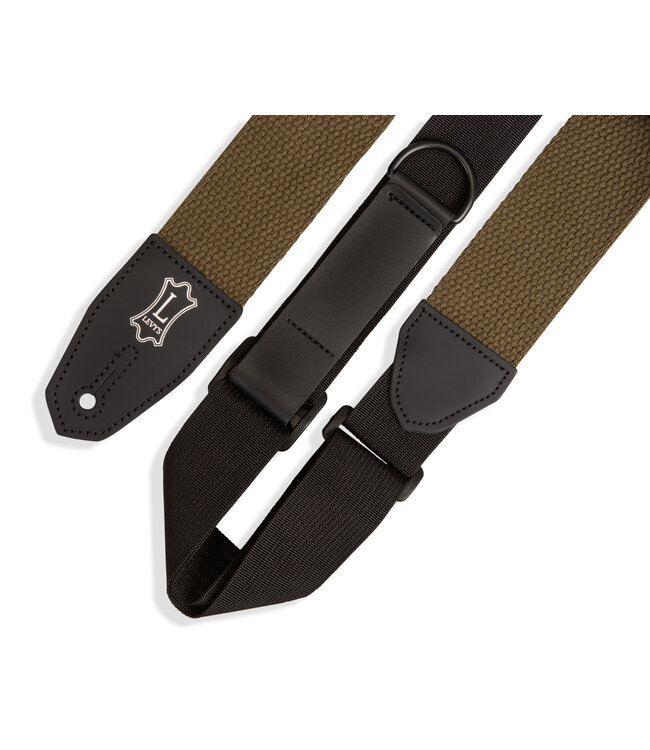 Levy’s 2" Right Height Cotton Leather Guitar Strap, Green
