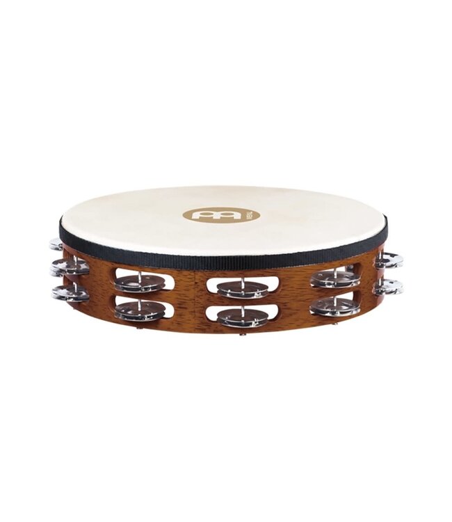 Meinl 10" Headed Wood Tambourine Steel Jingles, 2 Rows