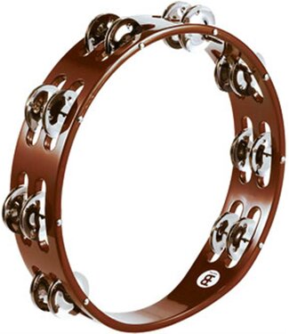 Meinl Meinl Wood Tambourine Steel Jingles, 2 Rows, African Brown