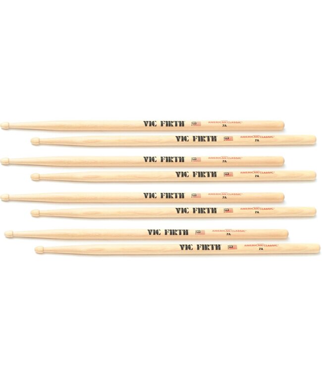 Vic Firth 7A Wood Tip, 4 Pack