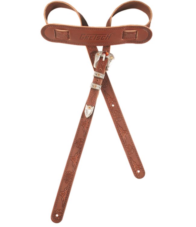 Gretsch Gretsch® Vintage Tooled Leather Guitar Strap, Walnut