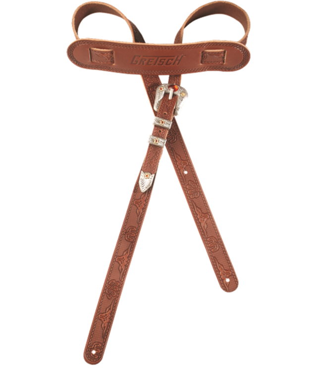 Gretsch® Vintage Tooled Leather Guitar Strap, Walnut