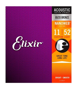 Elixir Elixir Nanoweb Acoustic 80/20 Bronze Strings, Custom Light 11-52