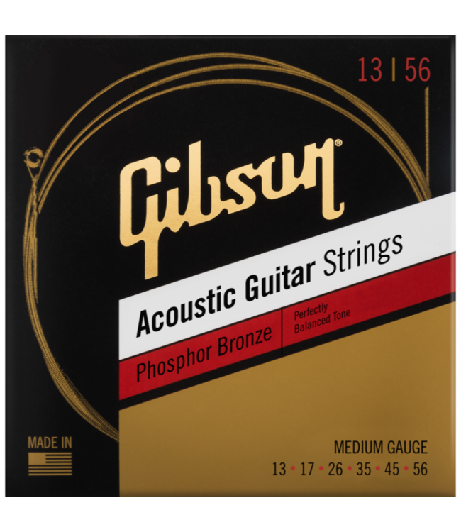 Gibson Phosphor Bronze Acoustic Guitar Strings, Medium 13-56
