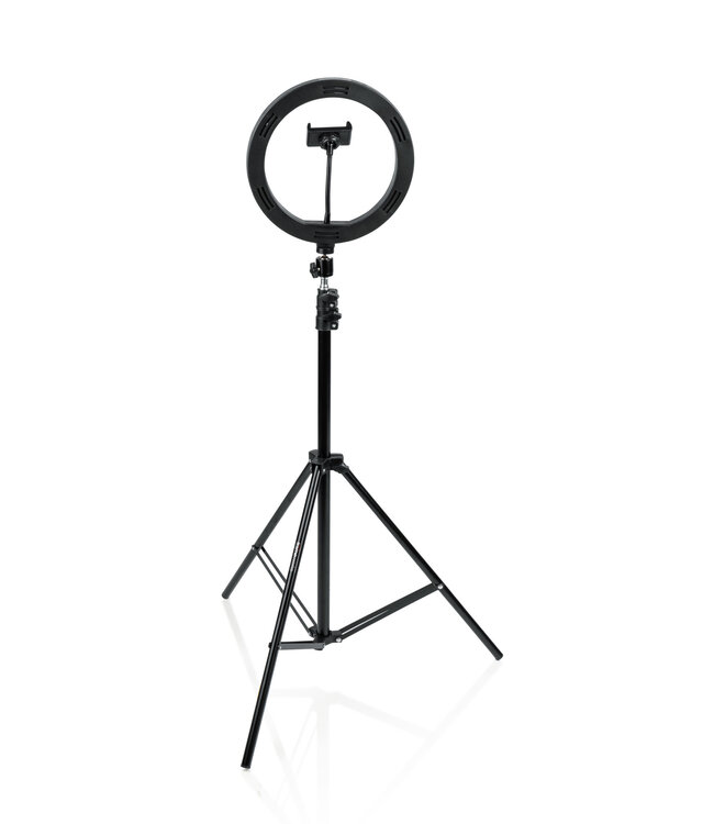 Frameworks Ring Light Round Base Tripod Stand W/ Phone Clamp
