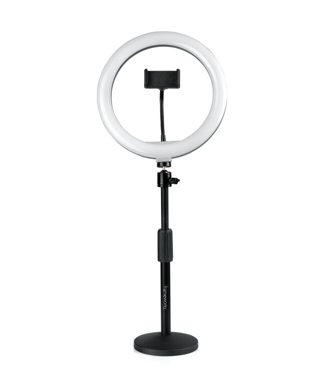 Frameworks Ring Light Round Base Desktop Stand W/ Phone Clamp