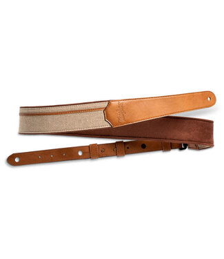 Taylor Taylor 2.5" Vegan Leather Strap, Tan with Natural Textile, Embossed Logo
