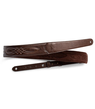 Taylor Taylor 2.25" Vegan Leather Strap, Chocolate Brown with Sequins, Embossed Logo
