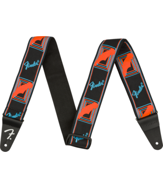 Fender Neon Monogrammed Strap, Blue/Orange