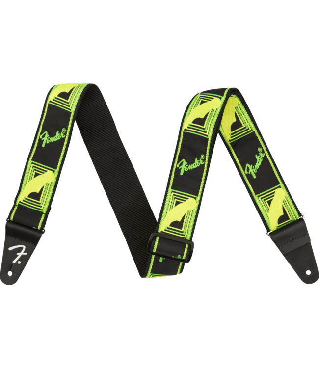 Fender Neon Monogrammed Strap, Green/Yellow