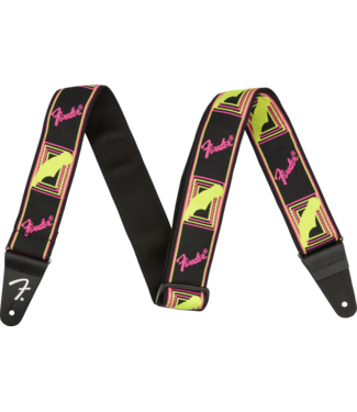 Fender Neon Monogrammed Strap, Yellow/Pink