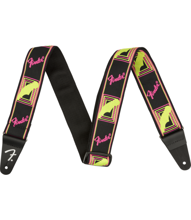 Fender Neon Monogrammed Strap, Yellow/Pink
