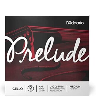 D'Addario Prelude Cello Single D String, 4/4 Scale, Medium Tension