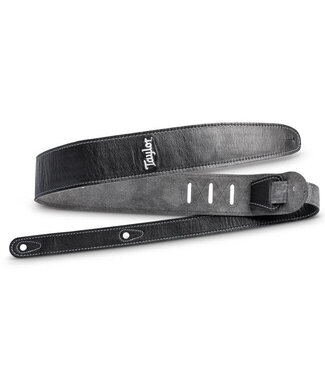 Taylor Taylor 2.5" Strap, Black Leather, Suede Back, Black Leather, Silver Logo
