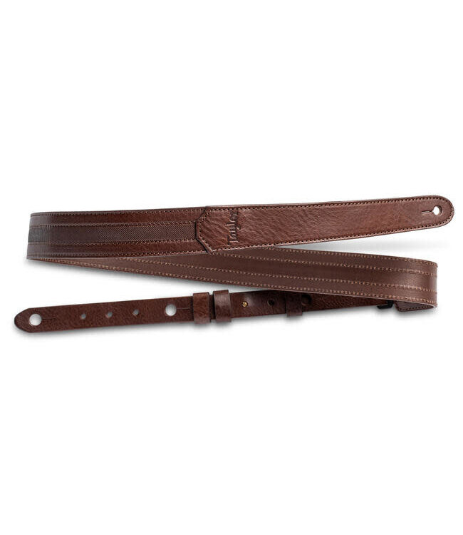 Taylor Slim Leather Strap, Chocolate Brown w/ Engraving,1.50",Embossed Logo