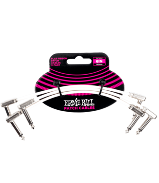 Ernie Ball Ernie Ball 6” Flat Ribbon Patch Cable 3-Pack - White
