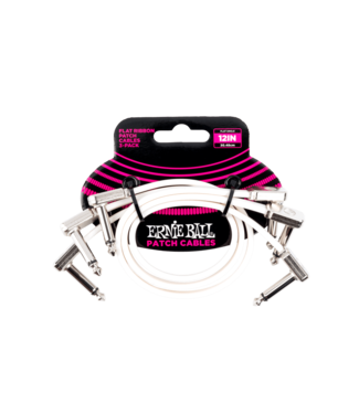 Ernie Ball Ernie Ball 12” Flat Ribbon Patch Cable 3-Pack - White