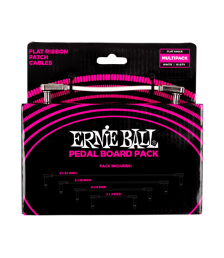 Ernie Ball Ernie Ball Flat Ribbon Patch Cables Pedalboard Multi-Pack - White