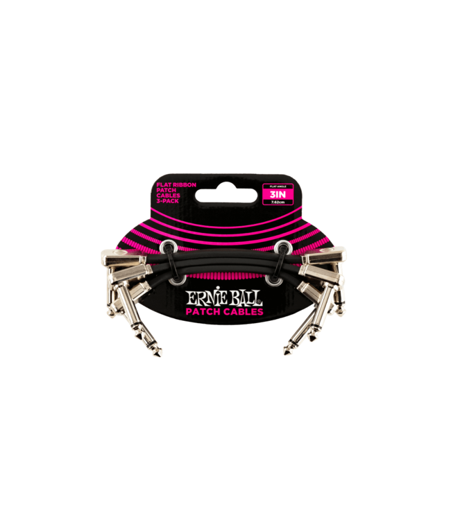 Ernie Ball 3" Flat Ribbon Patch Cable 3-Pack - Black