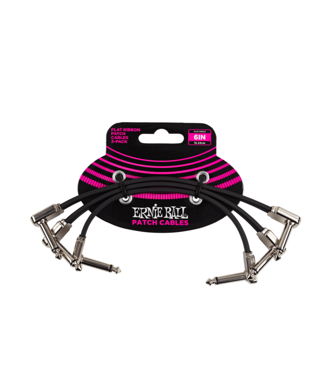Ernie Ball 6” Flat Ribbon Patch Cable 3-Pack - Black