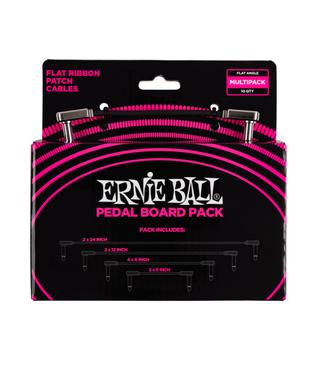 Ernie Ball Ernie Ball Flat Ribbon Patch Cables Pedalboard Multi-Pack - Black
