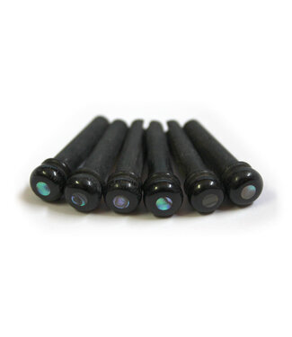 Taylor Taylor Bridge Pins, Ebony with Abalone, 6pc