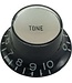 CE Gibson Style Tone Top Hat Knob, Black Silver Cap