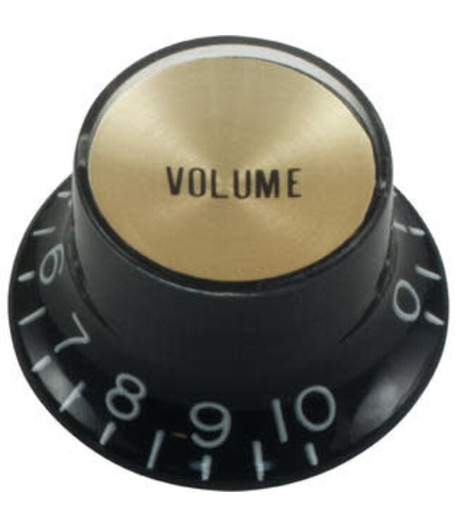 CE Top Hat Volume Control Knob, Gibson Style, Black, Gold Cap, Single