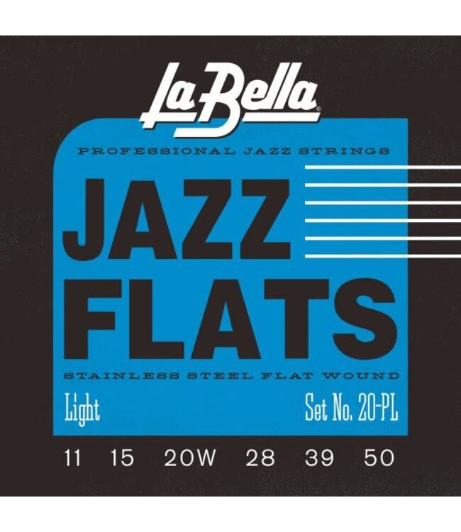 LaBella 20PL Jazz Flats Stainless Steel Flat Wound Guitar Strings, 11-50