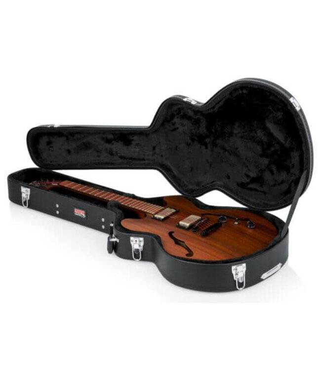 Gator Cases Gator Hard-Shell Wood Case for Semi-Hollow Guitars such as Gibson 335®, Black