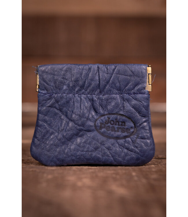 John Pearse Leather Mini Squeeze Pouch, 2-1/2"x2-3/4",  Blue