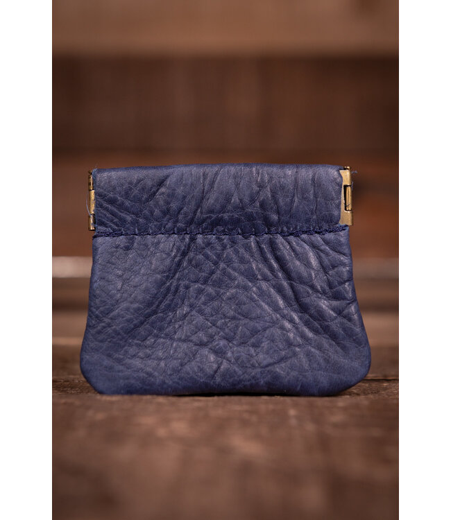 John Pearse Leather Mini Squeeze Pouch, 2-1/2"x2-3/4",  Blue