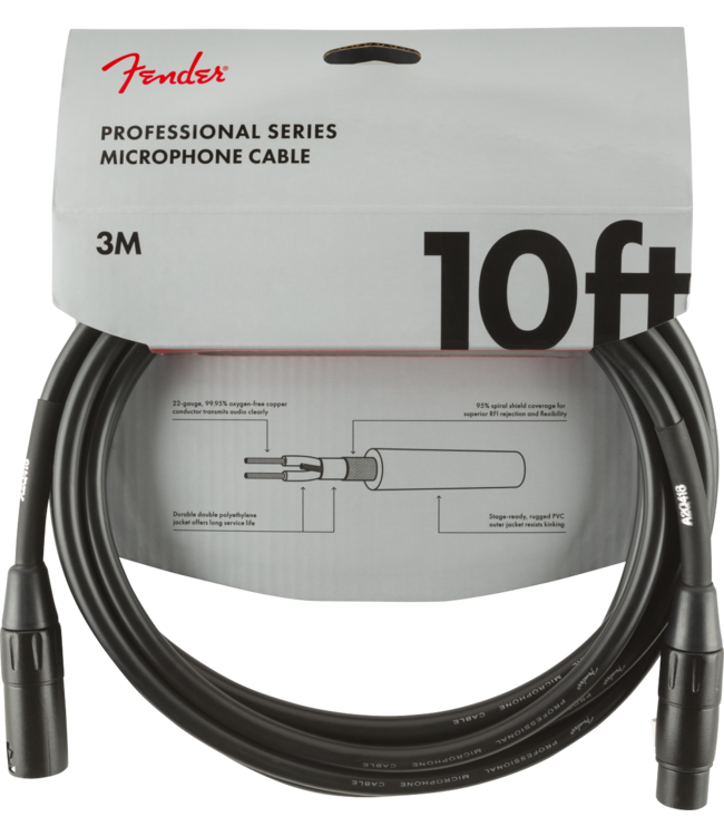 Fender Fender Professional Series Microphone Cable, Black - 10 Foot