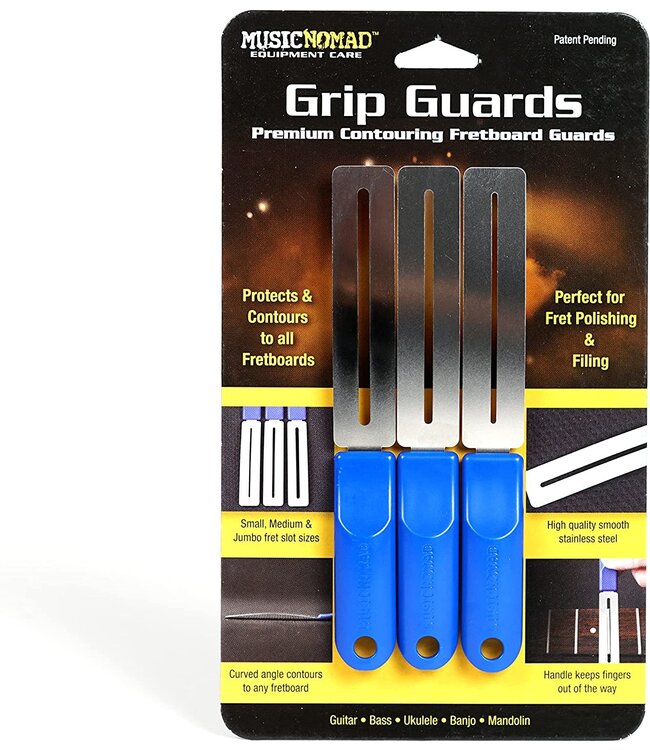 Music Nomad GRIP Guards - 3 Pro Fretboard Guards for Small, Medium, Jumbo Fret Sizes
