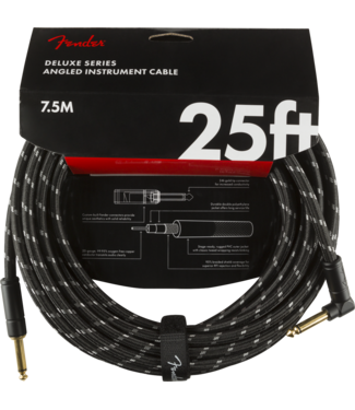 Fender Fender Deluxe Series Instrument Cable, Straight/Angle, Black Tweed - 25 Foot