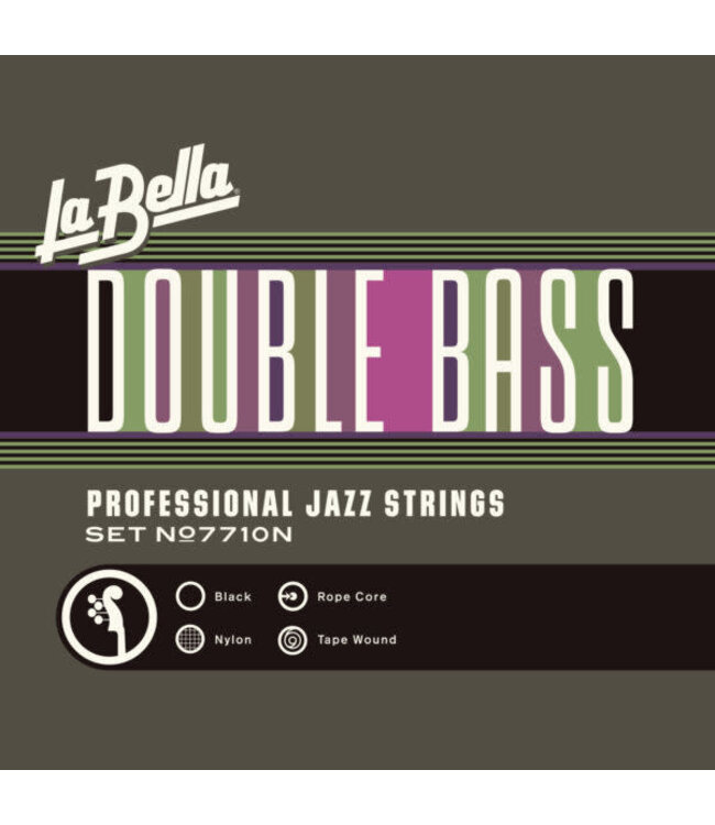 LaBella 7710N Double Bass String Set, Black Nylon Tape Wound