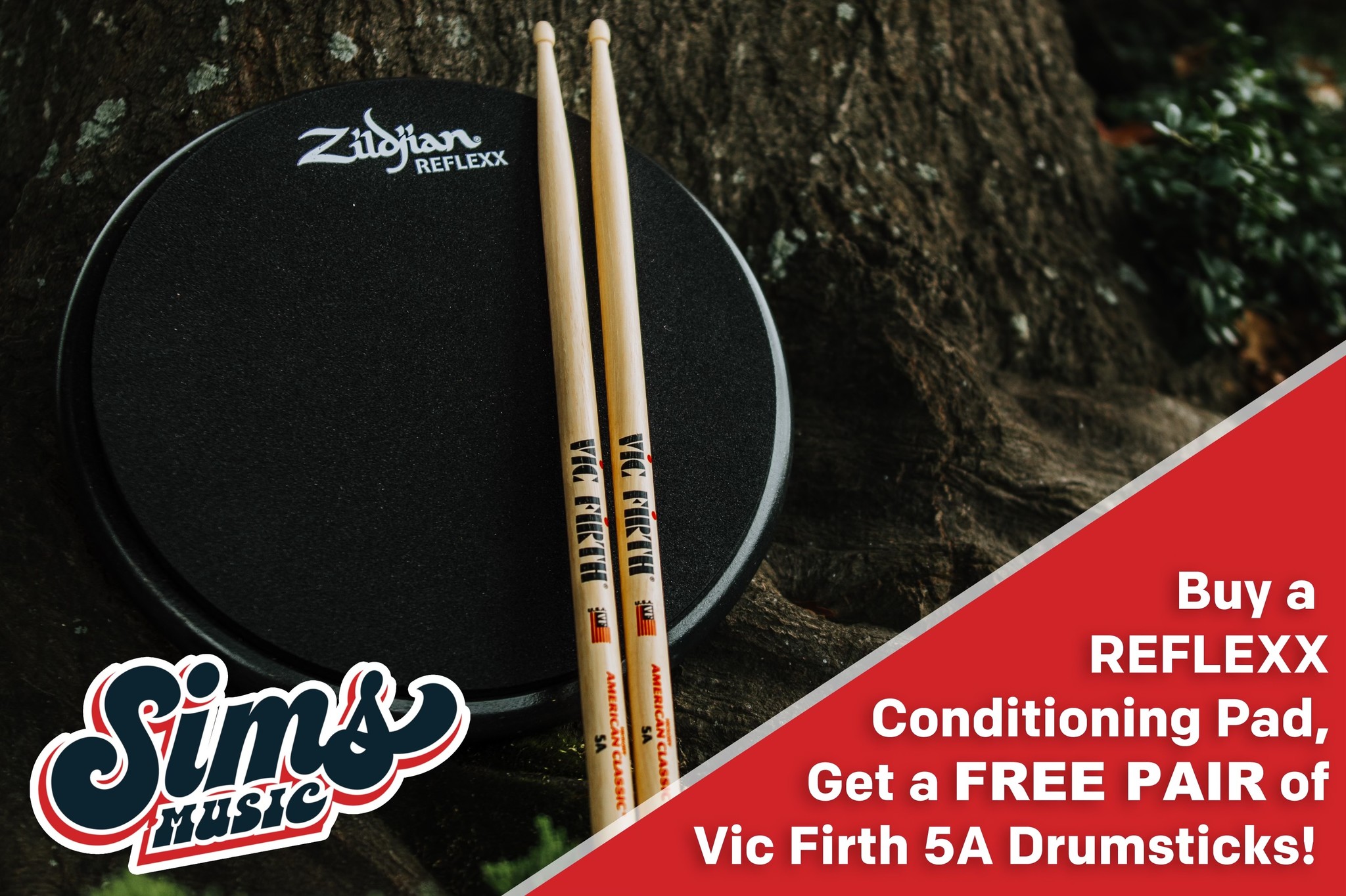Zildjian REFLEXX Practice Pads - FREE PAIR of Vic Firth 5A