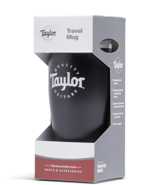 Taylor Taylor Travel Coffee Mug, Black ,White Logo, 20oz